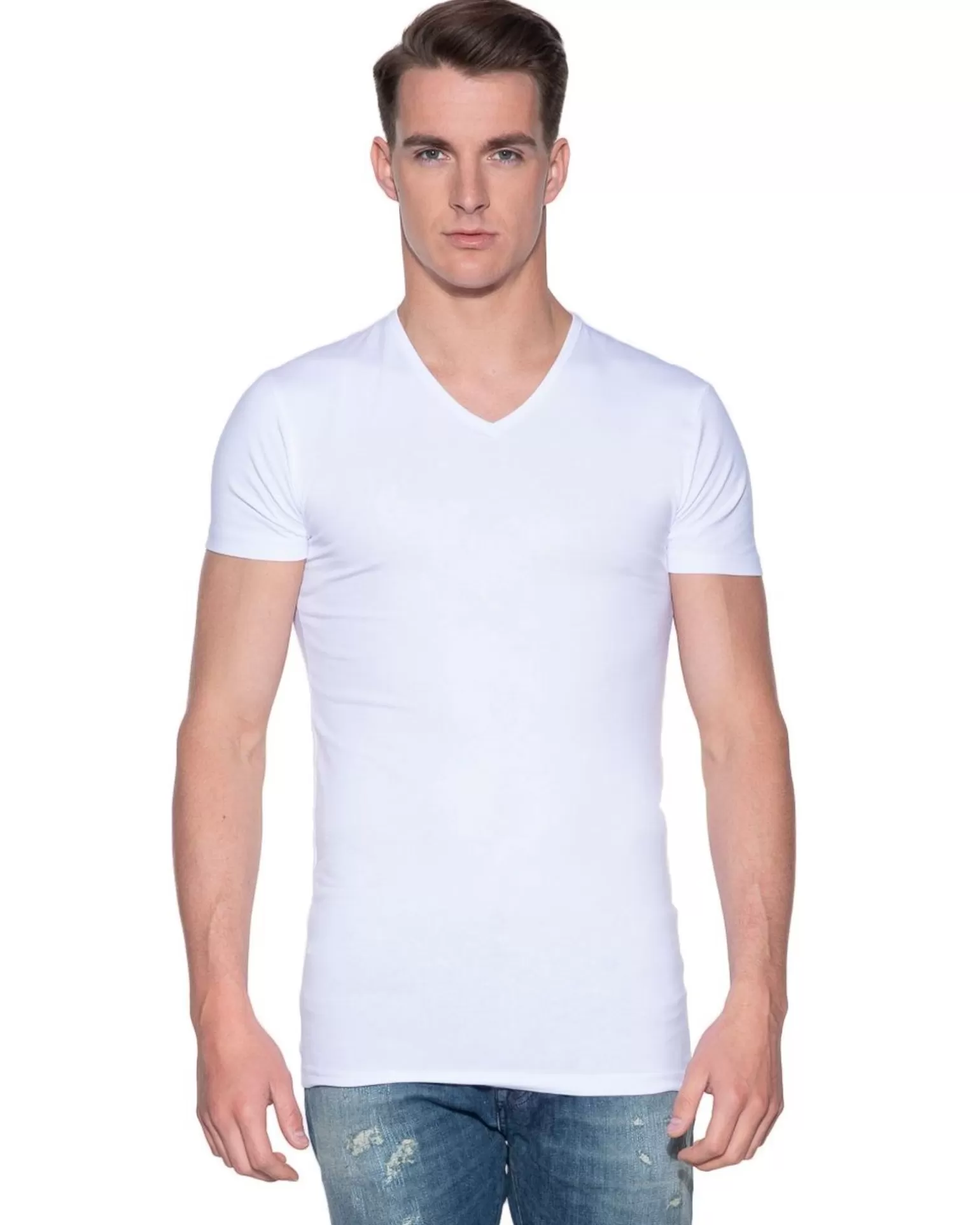 Stretch T-Shirt V-Hals 2-Pack>Slater Flash Sale